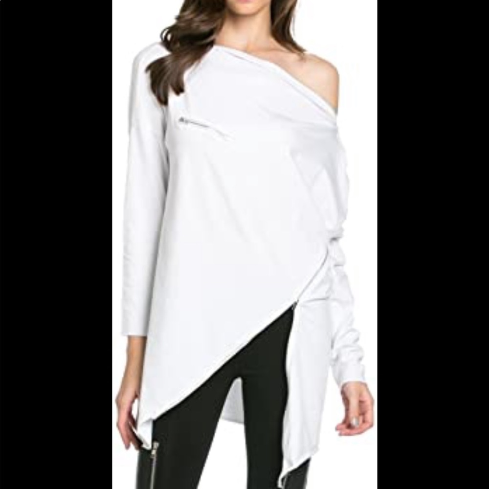 TOV pleated adjustable zipper blouse